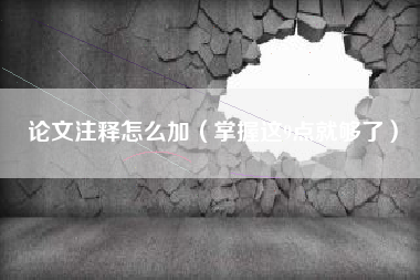 论文注释怎么加（掌握这9点就够了）