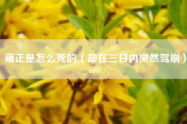 雍正是怎么死的(却在三日内突然驾崩)