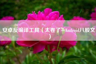 安卓反编译工具(太卷了~Android八股文)