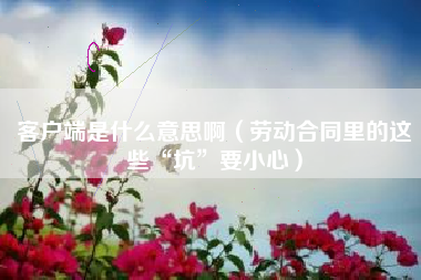 客户端是什么意思啊（劳动合同里的这些“坑”要小心）