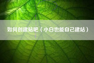 如何创建贴吧（小白也能自己建站）