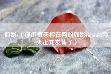 如影s（你们每天都在问的如影Ronin-S今天正式发售了）