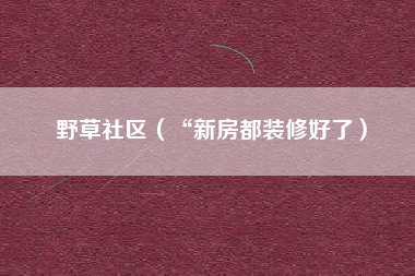 野草社区（“新房都装修好了）