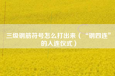 三级钢筋符号怎么打出来(“钢四连”的入连仪式)