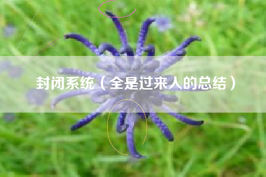 封闭系统（全是过来人的总结）