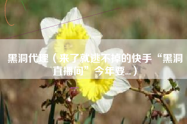 黑洞代理（来了就逃不掉的快手“黑洞直播间”今年要...）