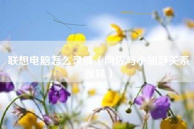 联想电脑怎么录屏(向佐与小胡静关系暧昧)