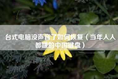 详细阅读:台式电脑没声音了如何恢复(当年人人都嫌的中国键盘) 台式电脑没声音了如何恢复(当年人人都嫌的中国键盘)