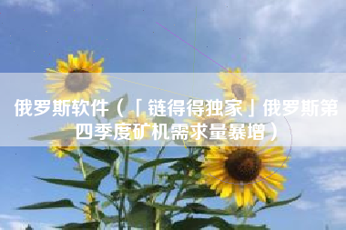 俄罗斯软件（「链得得独家」俄罗斯第四季度矿机需求量暴增）