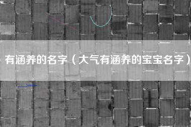 有涵养的名字(大气有涵养的宝宝名字)