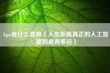kpu是什么意思（人类距离真正的人工智能到底有多远）