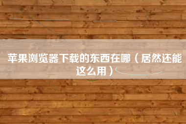 苹果浏览器下载的东西在哪（居然还能这么用）