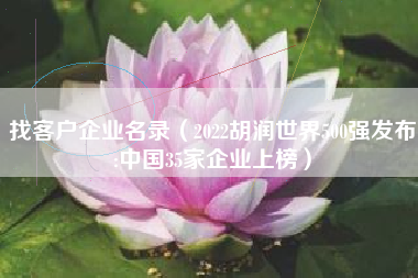 详细阅读:找客户企业名录(2022胡润世界500强发布:中国35家企业上榜) 找客户企业名录(2022胡润世界500强发布:中国35家企业上榜)