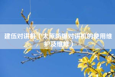 建伍对讲机(太原防爆对讲机的使用维护及维修)