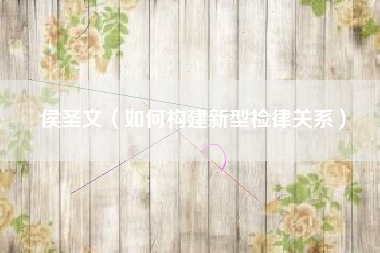 侯圣文（如何构建新型检律关系）