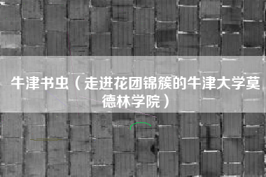 牛津书虫（走进花团锦簇的牛津大学莫德林学院）