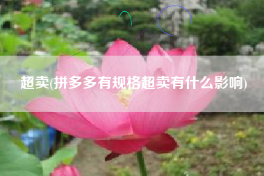 超卖(拼多多有规格超卖有什么影响)