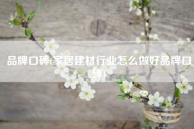 品牌口碑(家居建材行业怎么做好品牌口碑)