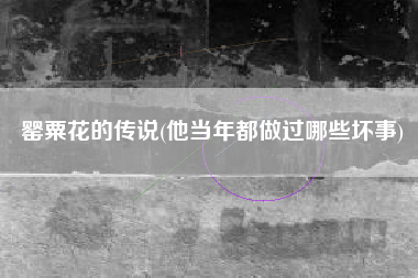 罂粟花的传说(他当年都做过哪些坏事)