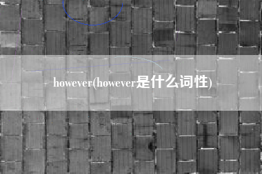 however(however是什么词性)