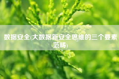 数据安全(大数据新安全思维的三个要素范畴)