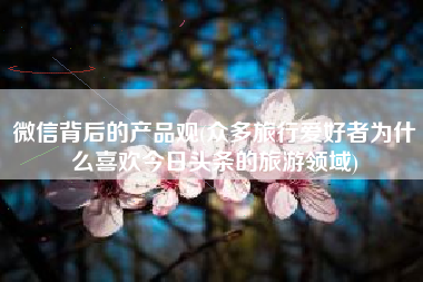 微信背后的产品观(众多旅行爱好者为什么喜欢今日头条的旅游领域)
