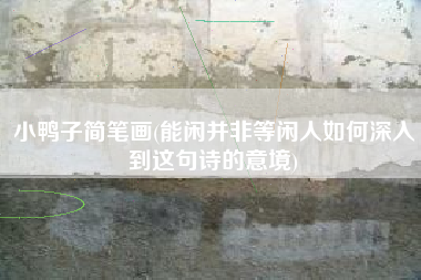 小鸭子简笔画(能闲并非等闲人如何深入到这句诗的意境)