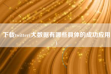 下载twitter(大数据有哪些具体的成功应用)