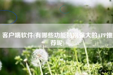 客户端软件(有哪些功能特别强大的APP推荐呢)