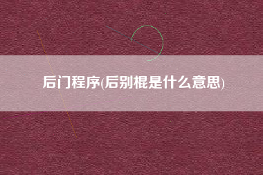 后门程序(后别棍是什么意思)