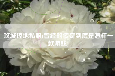 攻城掠地私服(曾经的传奇到底是怎样一款游戏)