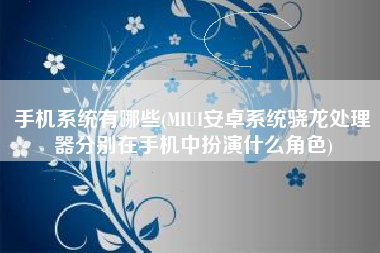 手机系统有哪些(MIUI安卓系统骁龙处理器分别在手机中扮演什么角色)