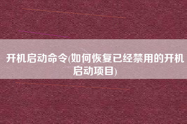 开机启动命令(如何恢复已经禁用的开机启动项目)