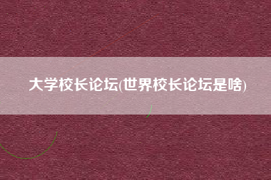 大学校长论坛(世界校长论坛是啥)