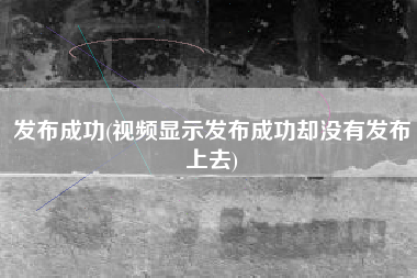 发布成功(视频显示发布成功却没有发布上去)