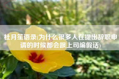 杜月笙语录(为什么很多人在提出辞职申请的时候都会跟上司编假话)