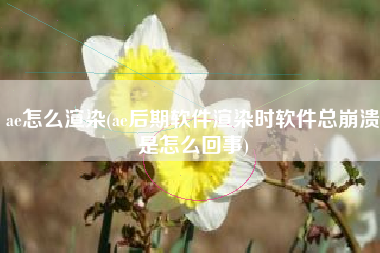 ae怎么渲染(ae后期软件渲染时软件总崩溃是怎么回事)