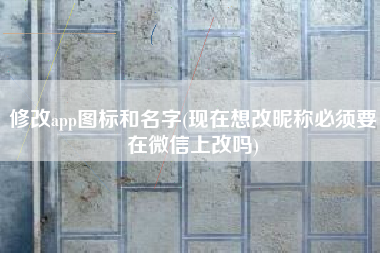修改app图标和名字(现在想改昵称必须要在微信上改吗)