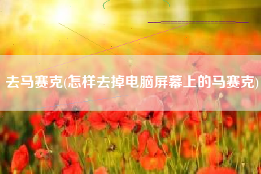 去马赛克(怎样去掉电脑屏幕上的马赛克)
