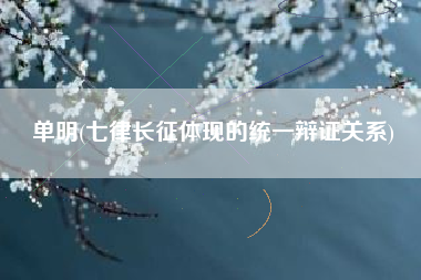 单明(七律长征体现的统一辩证关系)