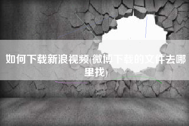 如何下载新浪视频(微博下载的文件去哪里找)