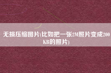 无损压缩图片(比如把一张2M照片变成200KB的照片)