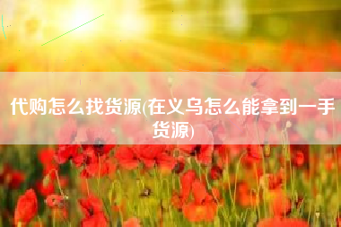 代购怎么找货源(在义乌怎么能拿到一手货源)