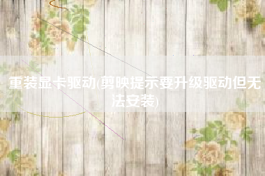 重装显卡驱动(剪映提示要升级驱动但无法安装)