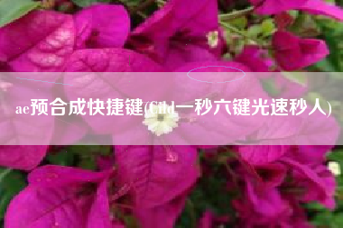 ae预合成快捷键(Cild一秒六键光速秒人)