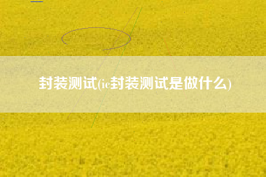 封装测试(ic封装测试是做什么)