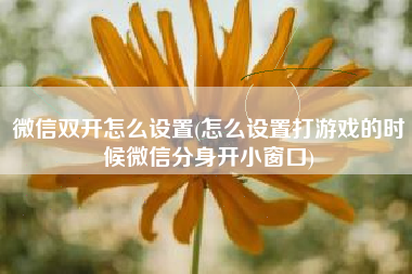 微信双开怎么设置(怎么设置打游戏的时候微信分身开小窗口)