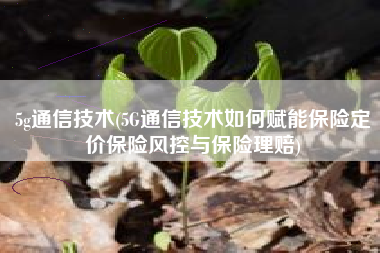 5g通信技术(5G通信技术如何赋能保险定价保险风控与保险理赔)