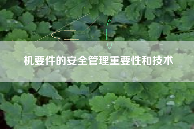 机要件的安全管理重要性和技术