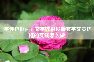 字体边框(word文字效果设置文字文本边框的实线怎么做)